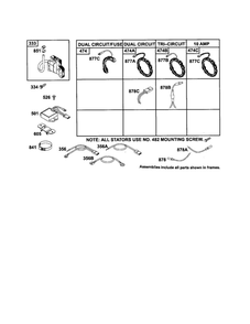 Alternator/Regulator Diagram and Parts List for 0515-560- 611 Briggs and Stratton Engine